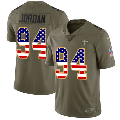 Nike Saints #94 Cameron Jordan Olive/USA Flag Men's Stitched NFL Limited Salute To Service Jersey